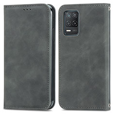 Funda de Cuero Cartera con Soporte Carcasa S04D para Realme 8 5G Gris