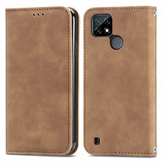 Funda de Cuero Cartera con Soporte Carcasa S04D para Realme C21 Marron