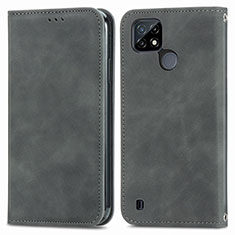 Funda de Cuero Cartera con Soporte Carcasa S04D para Realme C21Y Gris