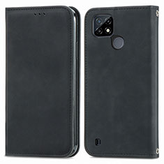 Funda de Cuero Cartera con Soporte Carcasa S04D para Realme C21Y Negro