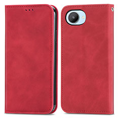 Funda de Cuero Cartera con Soporte Carcasa S04D para Realme C30 Rojo