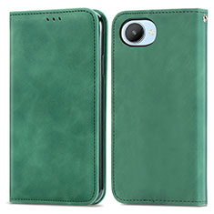 Funda de Cuero Cartera con Soporte Carcasa S04D para Realme C30s Verde