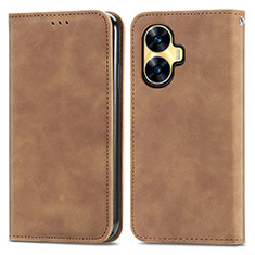 Funda de Cuero Cartera con Soporte Carcasa S04D para Realme C55 Marron