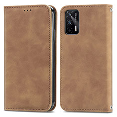 Funda de Cuero Cartera con Soporte Carcasa S04D para Realme GT 5G Marron