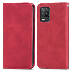 Funda de Cuero Cartera con Soporte Carcasa S04D para Realme Narzo 30 5G Rojo