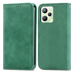 Funda de Cuero Cartera con Soporte Carcasa S04D para Realme Narzo 50A Prime Verde