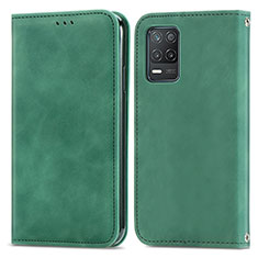 Funda de Cuero Cartera con Soporte Carcasa S04D para Realme Q3 5G Verde