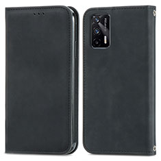 Funda de Cuero Cartera con Soporte Carcasa S04D para Realme Q3 Pro 5G Negro