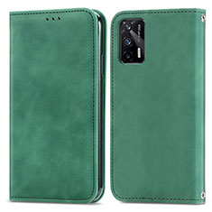 Funda de Cuero Cartera con Soporte Carcasa S04D para Realme Q3 Pro 5G Verde