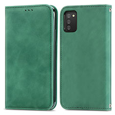 Funda de Cuero Cartera con Soporte Carcasa S04D para Samsung Galaxy A02s Verde