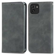 Funda de Cuero Cartera con Soporte Carcasa S04D para Samsung Galaxy A03 Gris