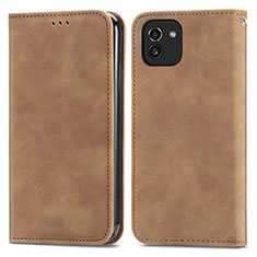 Funda de Cuero Cartera con Soporte Carcasa S04D para Samsung Galaxy A03 Marron