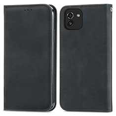 Funda de Cuero Cartera con Soporte Carcasa S04D para Samsung Galaxy A03 Negro