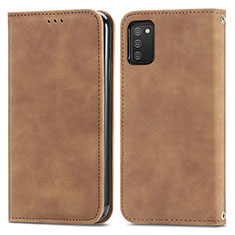 Funda de Cuero Cartera con Soporte Carcasa S04D para Samsung Galaxy A03s Marron