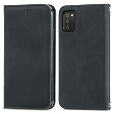 Funda de Cuero Cartera con Soporte Carcasa S04D para Samsung Galaxy A03s Negro