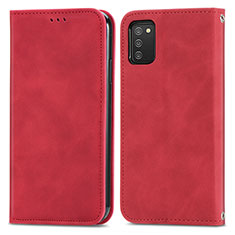 Funda de Cuero Cartera con Soporte Carcasa S04D para Samsung Galaxy A03s Rojo