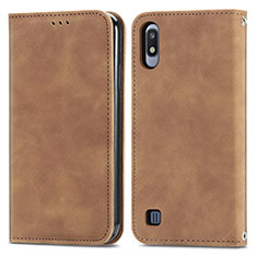 Funda de Cuero Cartera con Soporte Carcasa S04D para Samsung Galaxy A10 Marron