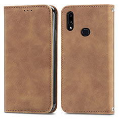 Funda de Cuero Cartera con Soporte Carcasa S04D para Samsung Galaxy A10s Marron