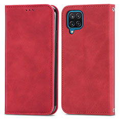 Funda de Cuero Cartera con Soporte Carcasa S04D para Samsung Galaxy A12 Rojo
