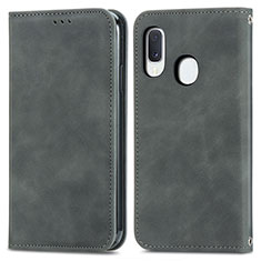 Funda de Cuero Cartera con Soporte Carcasa S04D para Samsung Galaxy A20e Gris