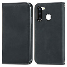 Funda de Cuero Cartera con Soporte Carcasa S04D para Samsung Galaxy A21 European Negro