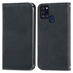 Funda de Cuero Cartera con Soporte Carcasa S04D para Samsung Galaxy A21s Negro