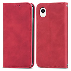Funda de Cuero Cartera con Soporte Carcasa S04D para Samsung Galaxy A22 5G SC-56B Rojo