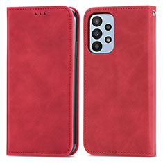 Funda de Cuero Cartera con Soporte Carcasa S04D para Samsung Galaxy A23 5G Rojo