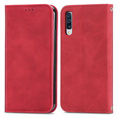 Funda de Cuero Cartera con Soporte Carcasa S04D para Samsung Galaxy A50S Rojo