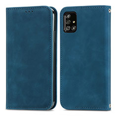 Funda de Cuero Cartera con Soporte Carcasa S04D para Samsung Galaxy A51 4G Azul
