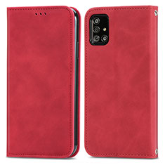 Funda de Cuero Cartera con Soporte Carcasa S04D para Samsung Galaxy A51 4G Rojo