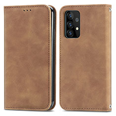 Funda de Cuero Cartera con Soporte Carcasa S04D para Samsung Galaxy A52 4G Marron