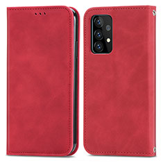 Funda de Cuero Cartera con Soporte Carcasa S04D para Samsung Galaxy A52 4G Rojo