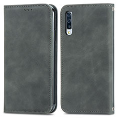 Funda de Cuero Cartera con Soporte Carcasa S04D para Samsung Galaxy A70 Gris