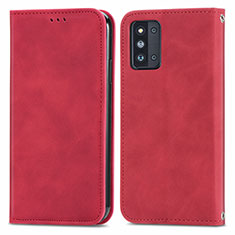 Funda de Cuero Cartera con Soporte Carcasa S04D para Samsung Galaxy F52 5G Rojo