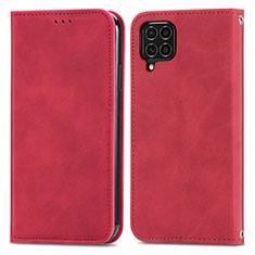 Funda de Cuero Cartera con Soporte Carcasa S04D para Samsung Galaxy F62 5G Rojo