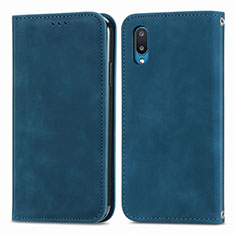 Funda de Cuero Cartera con Soporte Carcasa S04D para Samsung Galaxy M02 Azul