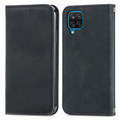 Funda de Cuero Cartera con Soporte Carcasa S04D para Samsung Galaxy M12 Negro