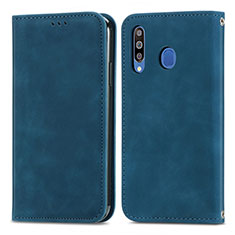 Funda de Cuero Cartera con Soporte Carcasa S04D para Samsung Galaxy M30 Azul