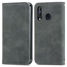 Funda de Cuero Cartera con Soporte Carcasa S04D para Samsung Galaxy M40 Gris