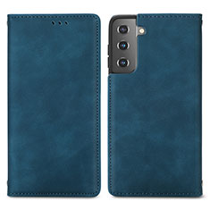 Funda de Cuero Cartera con Soporte Carcasa S04D para Samsung Galaxy S21 FE 5G Azul