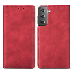 Funda de Cuero Cartera con Soporte Carcasa S04D para Samsung Galaxy S21 FE 5G Rojo