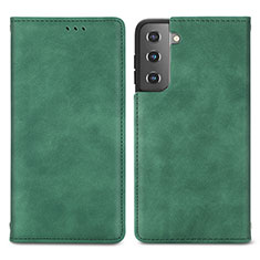 Funda de Cuero Cartera con Soporte Carcasa S04D para Samsung Galaxy S21 Plus 5G Verde