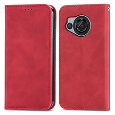 Funda de Cuero Cartera con Soporte Carcasa S04D para Sharp Aquos R8s Rojo