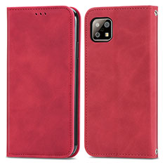 Funda de Cuero Cartera con Soporte Carcasa S04D para Sharp Aquos Sense6 Rojo