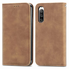 Funda de Cuero Cartera con Soporte Carcasa S04D para Sony Xperia 10 IV Marron