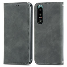 Funda de Cuero Cartera con Soporte Carcasa S04D para Sony Xperia 5 III SO-53B Gris