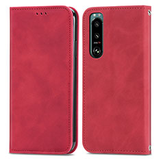 Funda de Cuero Cartera con Soporte Carcasa S04D para Sony Xperia 5 III SO-53B Rojo