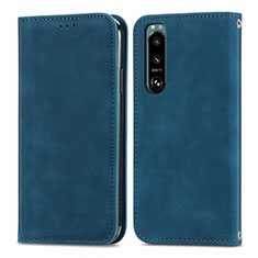 Funda de Cuero Cartera con Soporte Carcasa S04D para Sony Xperia 5 IV Azul