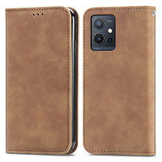 Funda de Cuero Cartera con Soporte Carcasa S04D para Vivo T1 5G India Marron